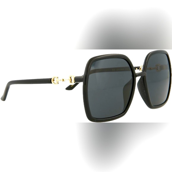 NWT Gucci iconic Horsebit sunglasses in black with light gold accent 58 mm - Picture 3 of 16